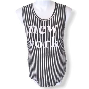 5/25 Blu Planet New York Striped Black White Top